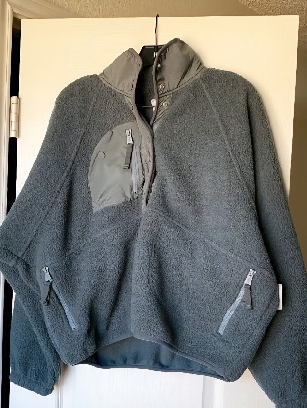 Free People FP Movement Hit The Slopes Fleece Pullover, Slate Blue/Sage - Picture 9 of 12